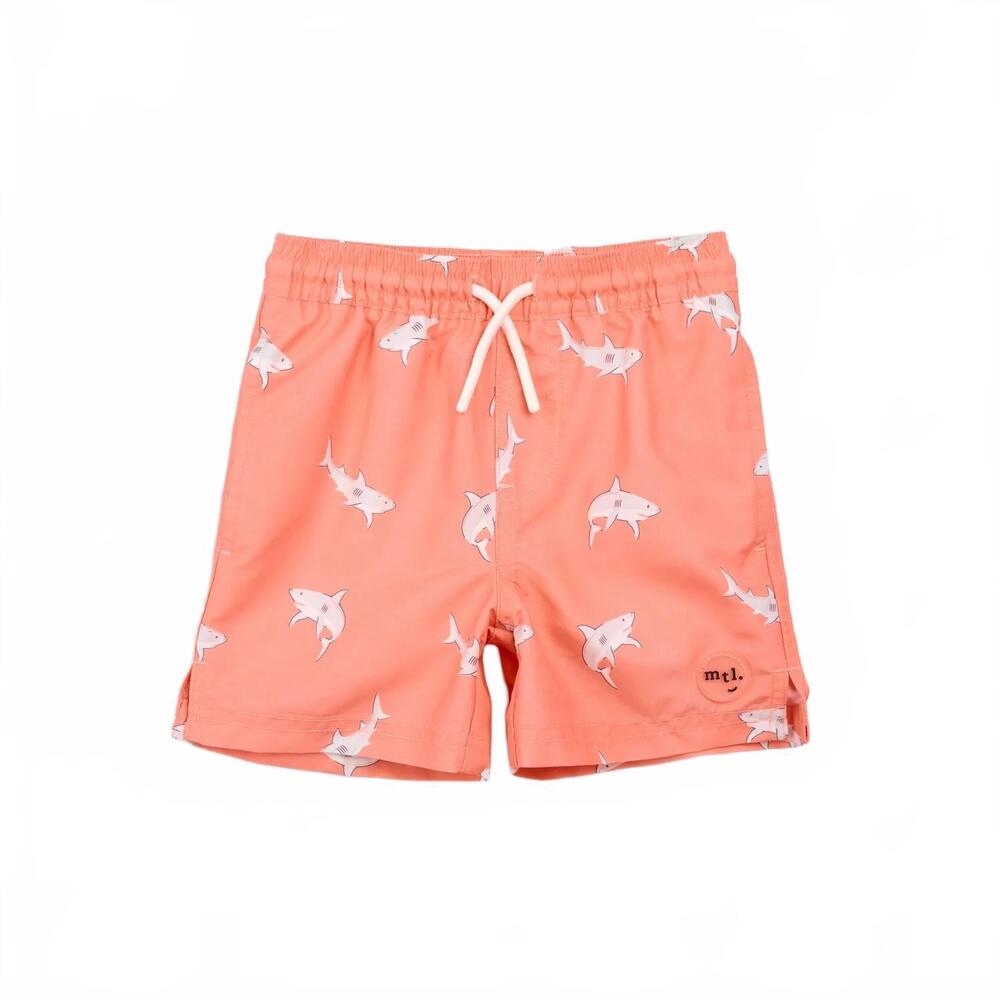 NEW MILES THE LABEL kids' woven swim trunks in coral